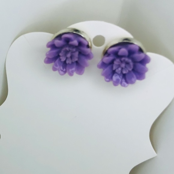 Matching Purple Flower Earring & Hair Barrette Set - Picture 4 of 4